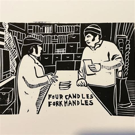 The Two Ronnies Fork Handles / Four Candles Sketch Lino Print - Etsy UK