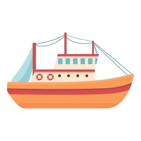 icono de barco de pesca, estilo de dibujos animados 14258326 Vector en ...