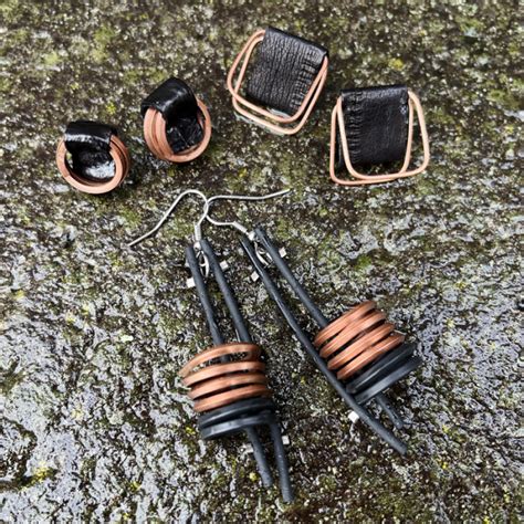 Eel Skin Copper Pvc Earrings Town Country Gallery Yarragon