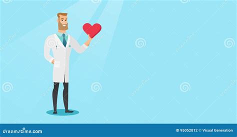 Doctor Cardiologist Holding Heart Stock Vector Illustration Of