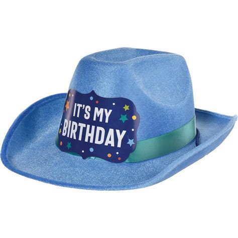 Blue Its My Birthday Cowboy Hat With Teal Hatband Party City