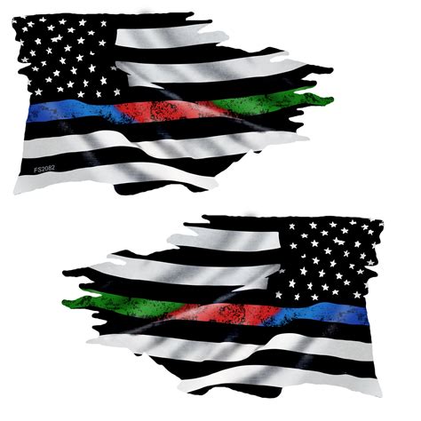 Thin Blue Line Tattered Flag Sticker 2 Pack - #FS299 - AZ House of Stickers