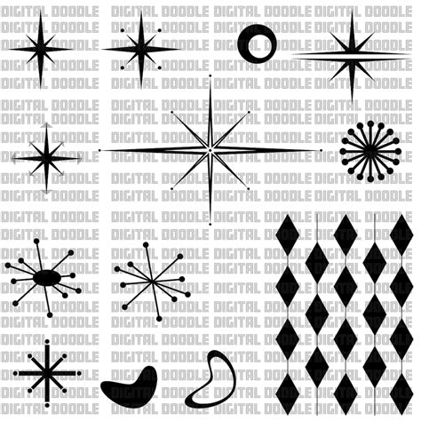 MCM Starbursts SVG Bundle Atomic Starburst Clip Art Vector Digital