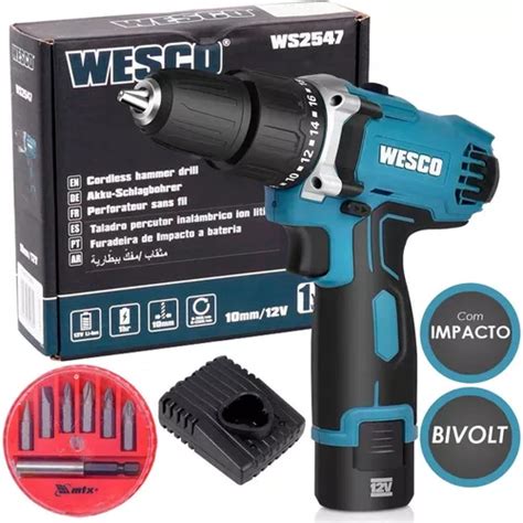 Parafusadeira Furadeira C Impacto 12v Ws2547 Wesco Brinde