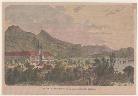 Orig Kolorierter Holzstich Bayern Das Schloss Tegernsee Am