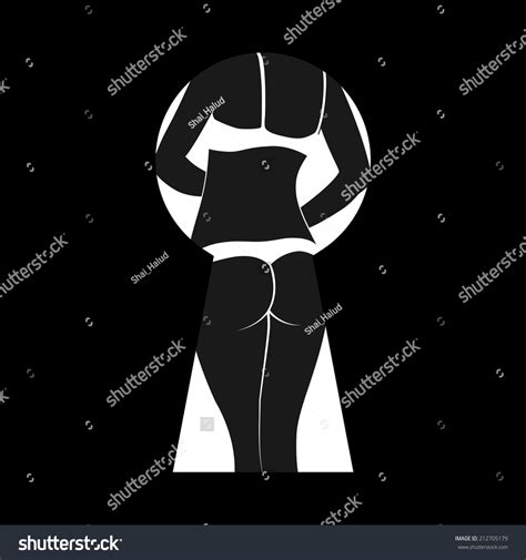 Picture Key Hole Naked Woman Silhouette Vector De Stock Libre De