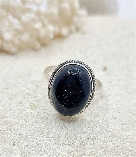 ANILLO TURMALINA NEGRA Plata de Ley Jazmín Complementos