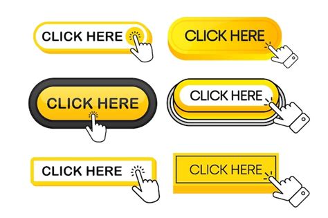 Premium Vector Click Here Button With Hand Or Mouse Cursor Click