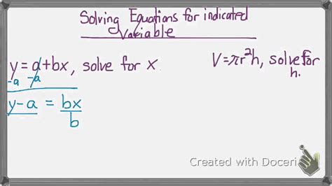 Solve For Indicated Variable Youtube