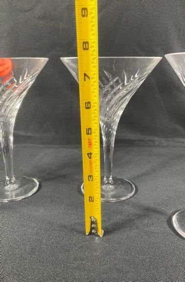 Four Godinger Crystal Martini Glasses Spiral Design Hash Auctions