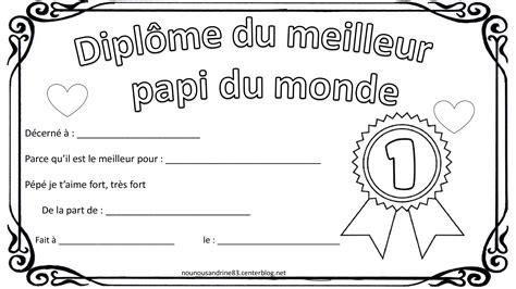 diplôme à colorier pour la fête des grands pères papi pépé