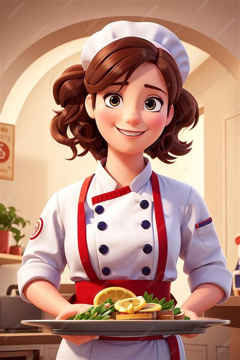 Premium Ai Image Cute Chef Girl In Uniform Character Smiling And