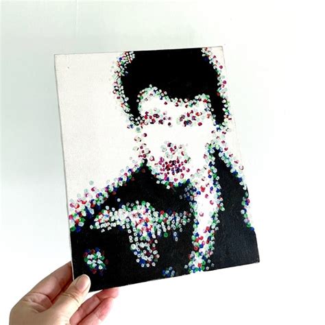 Hand Crafted Art Sid Viscous Sex Pistols Mugshot Pixel Painting Wall Art Decor Hand Painted