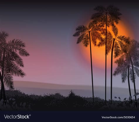 Summer Night Palm Trees Royalty Free Vector Image