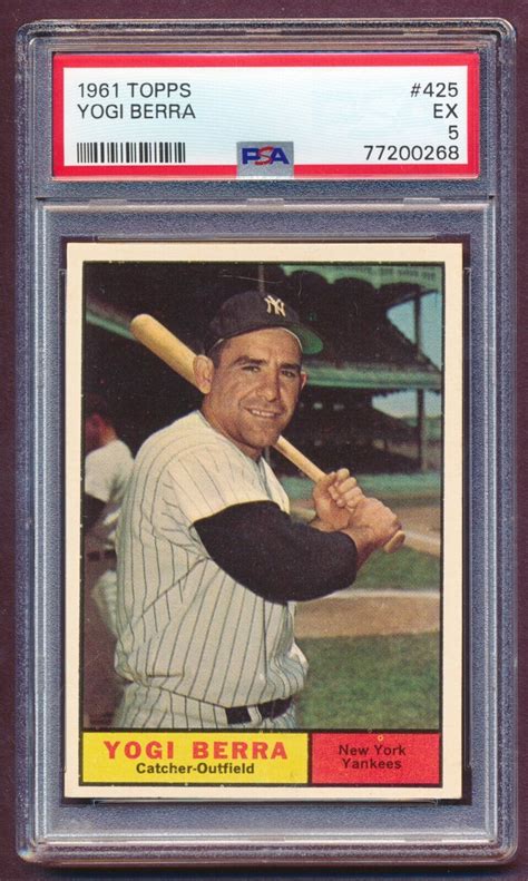 1961 TOPPS 425 YOGI BERRA PSA 5 EX SHARP YANKEES UNDER GRADED CARD NEW