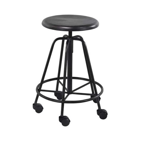 Modern 24 Inch Adjustable Iron Bar Stool With Wheels By Studio 350