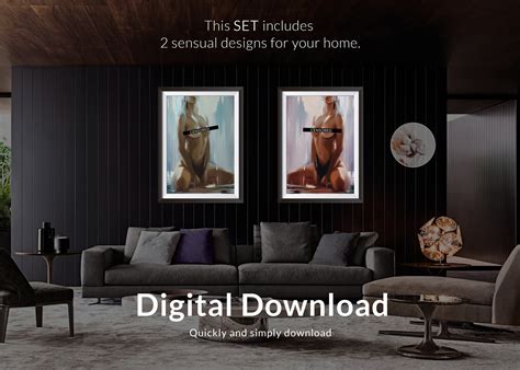 Naked Woman Painting Set Sensual Oil Painting Sexy Wall Art Bedroom