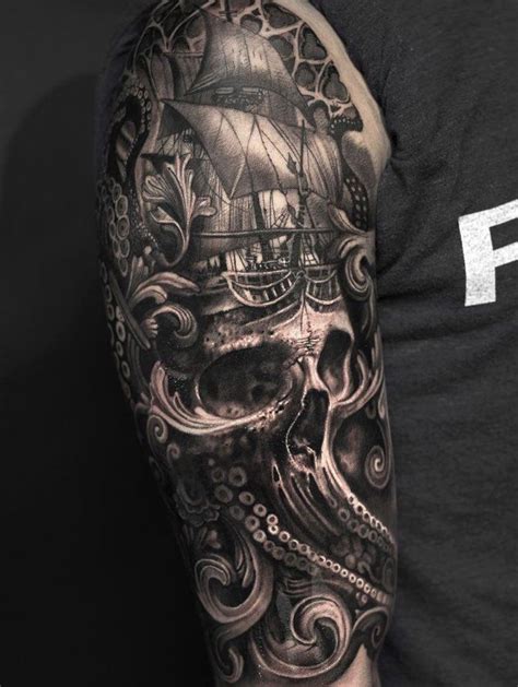 Baroque Ship Pirate Tattoo Sleeve Sleeve Tattoos Pirate Tattoo