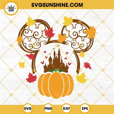 Mouse Head Fall Pumpkin Svg For Cricut Hello Fall Svg Disney Mouse Castle Svg Pumpkin Spice Svg