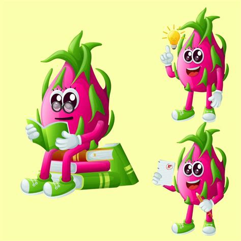 Cute dragon fruit characters being clever 26267306 Vector Art at Vecteezy