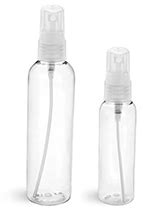 8 Oz Clear PET Cosmo Round Bottles W Black Mini Trigger Sprayers