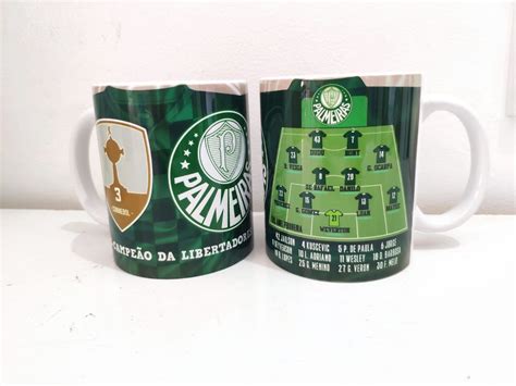 Caneca Porcelana Palmeiras Tri Campeão da Libertadores Canequinha