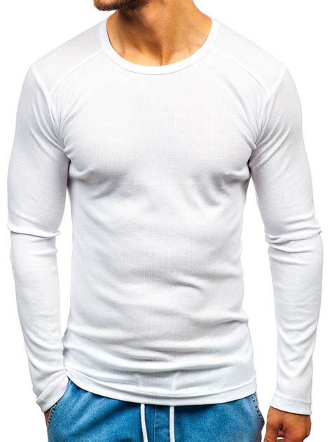 Camiseta De Manga Larga Lisa Para Hombre Blanca Pack Bolf C P