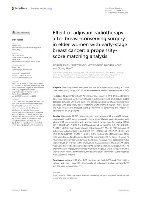 Pdf Effect Of Adjuvant Radiotherapy After Breast Conserving Surgery