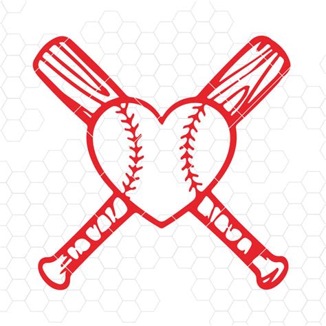 Heart Baseball Digital Cut Files Svg Dxf Eps Png Cricut Vector Di