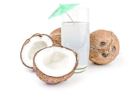 Coconut Milk Close-up Isolated on White Background Stock Image - Image ...