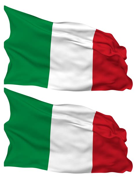 Italy Flag Waves Isolated in Plain and Bump Texture, with Transparent Background, 3D Rendering ...