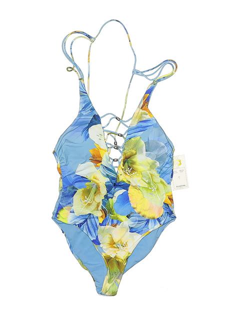 Tini Bikini Tropical Blue One Piece Swimsuit Size L Off Thredup