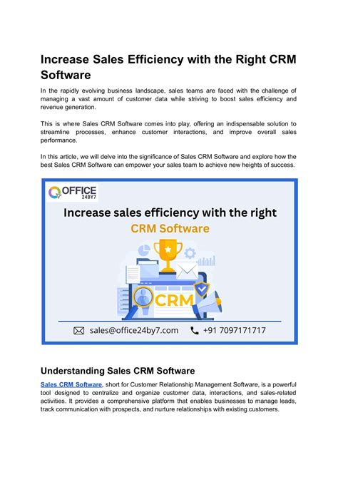 Increase Sales Efficiency with the Right CRM Software - office24by7seo