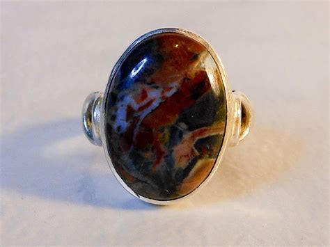 Vintage Sterling Silver Jasper Ring Size Split Shank Etsy Jasper