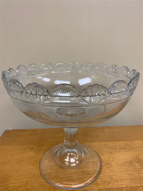 Antique Clear Glass Covered Pedestal Candy Dish Bowl Compote Etsy