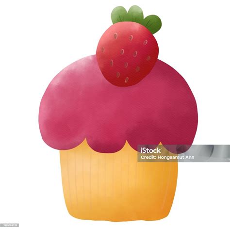 Hand Drawn Watercolor Cupcake Stock Illustration Download Image Now Bakery Cake