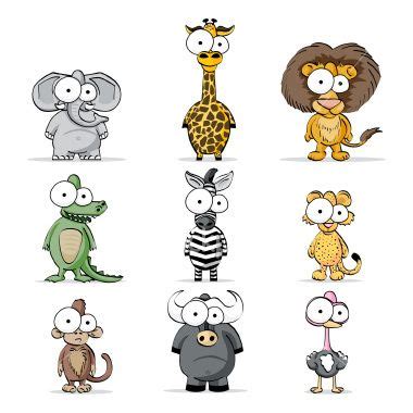 Cartoon African Animals In Cute Cartoon Village - Animals World