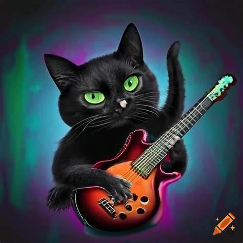 Black Cat Playing Guitar On Craiyon