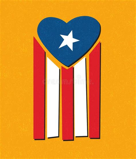 Puerto Rican Flag Heart-shaped Hand Drawn Logo. Vector Illustration ...