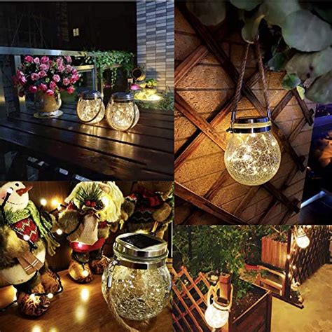 Solar Lantern Outdoor Hanging Solar Light Led Mason Jar Light Waterproof Solar Table Lamp Crack