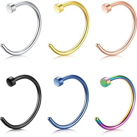 Pcs Piercing Nez Anneaux Acier Chirurgical G Mm Anneau De Nez En