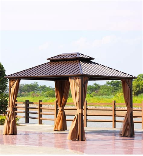 Solid Roof Aluminium Gazebo Outdoor Garden Gazebos Galvanized Double ...