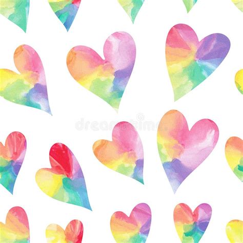 Watercolor Hearts Seamless Pattern Stock Vector Illustration Of