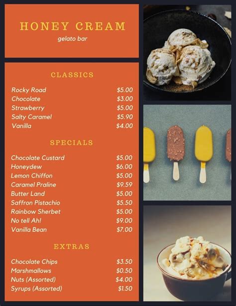 Free Printable Customizable Ice Cream Menu Templates Canva