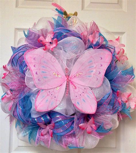 Adorable Handmade Butterfly Deco Mesh Spring Wreath