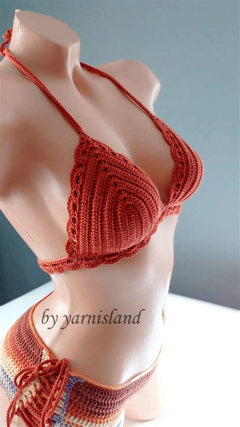 Crochet Swimwear Handmade Bikini Set Terra Cotta Top Etsy