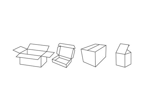 Embalaje Caja Contorno Recopilación Conjunto De Caja Línea Iconos Entrega Cajas Carga Caja