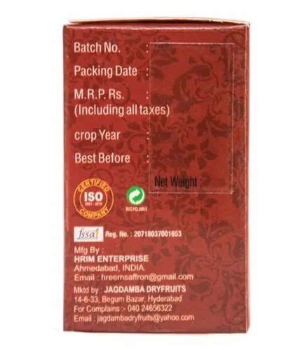 Notty Nuts Organic Saffron Packaging Size G At Rs Gram In