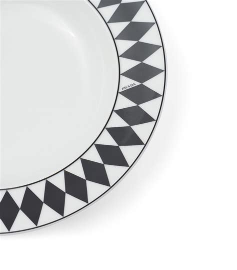 Prada White Set Of 2 Porcelain Chequerboard Soup Plates 22cm Harrods Uk