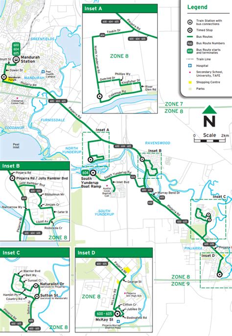 Transperth Bus Route From Mandurah Stn Pinjarra Australia